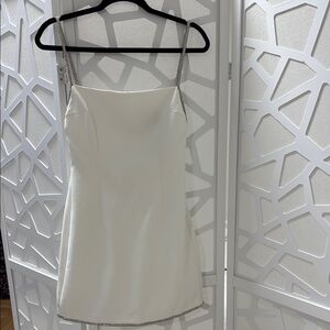 Elegant White Mini Dress with Silver Straps